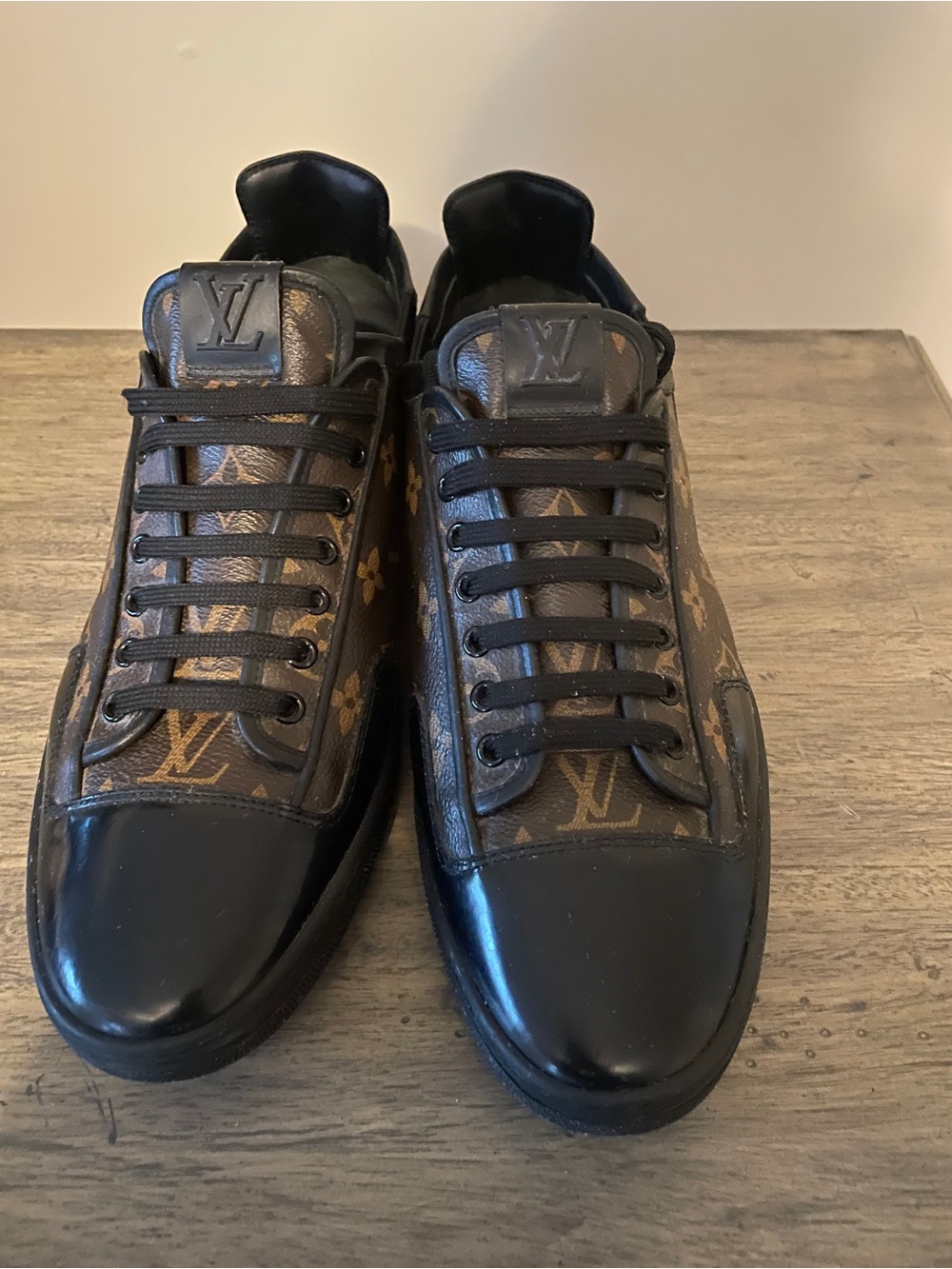 Louis Vuitton Brown Monogram & Black Leather Sneakers
